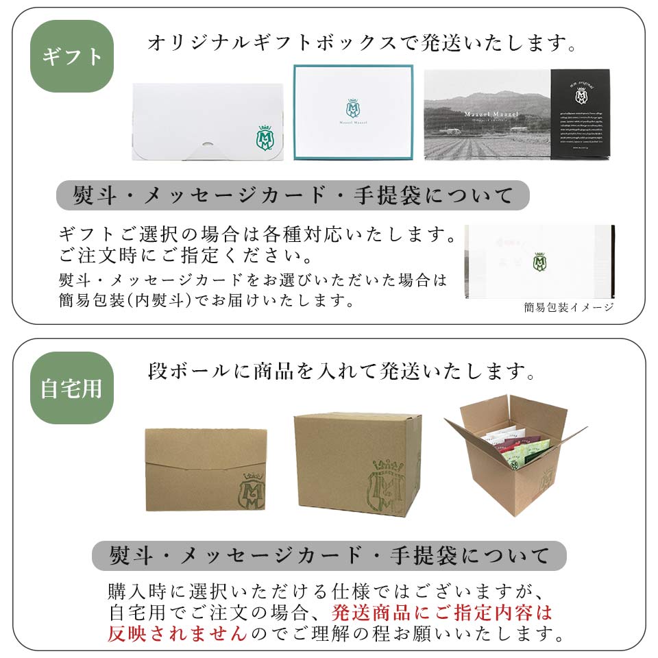ギフト自宅用の発送形態